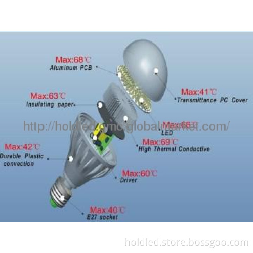 8W LED bulb 810lm PC casing